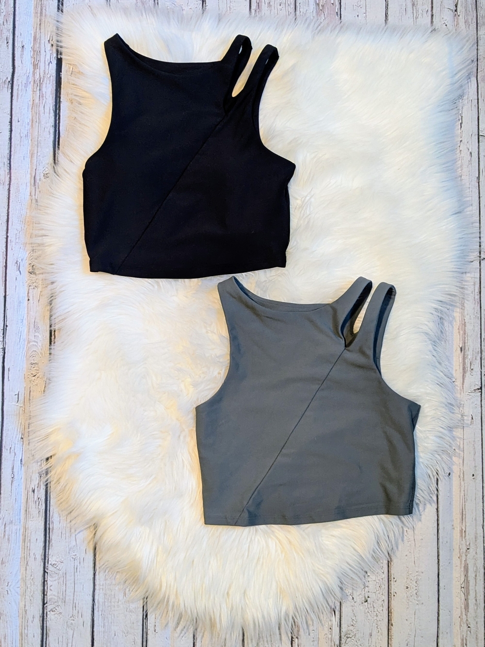 Old Navy Double-Strap Crop Top - Black & Gray